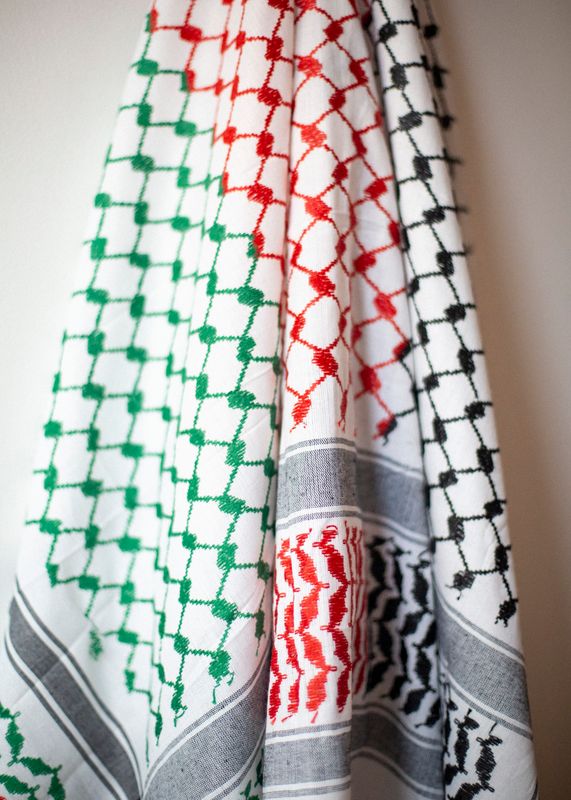 Stor keffiyeh, hvit, svart, grønn og rød