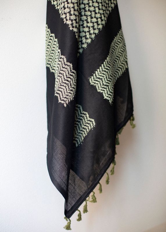 Stor keffiyeh, svart og olivengrønn