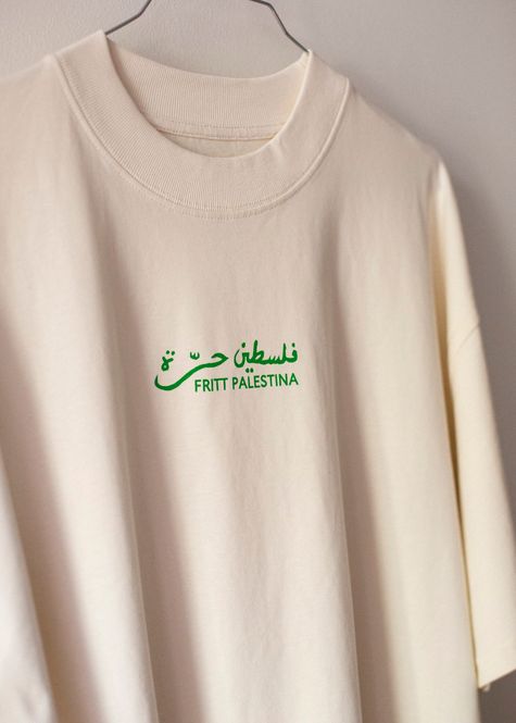 Hovedbilde Silketrykket T-skjorte - Fritt Palestina, lys