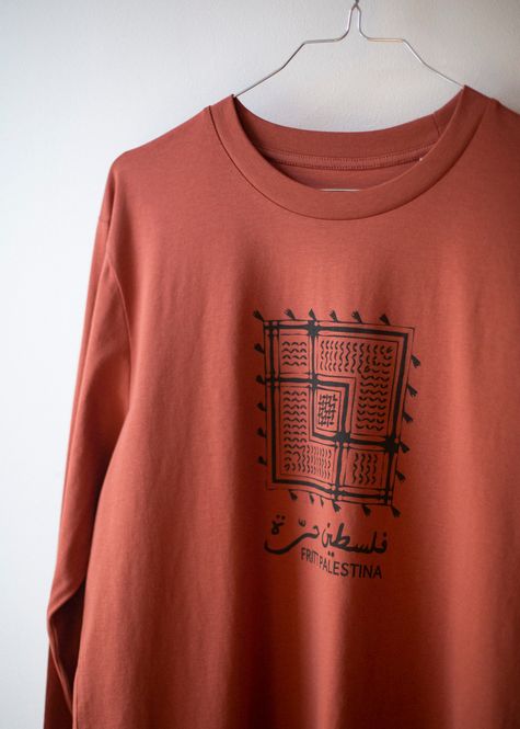 Hovedbilde Silketrykket tynn genser - keffiyeh, rust oransje
