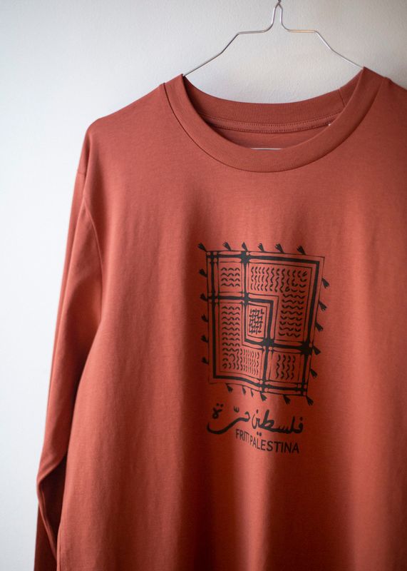 Silketrykket tynn genser - keffiyeh, rust oransje