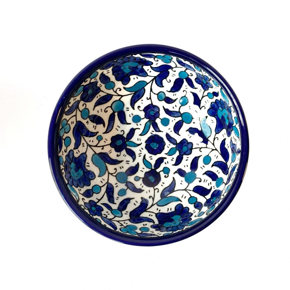 Keramikkskål, blå og lyseblå 12 cm