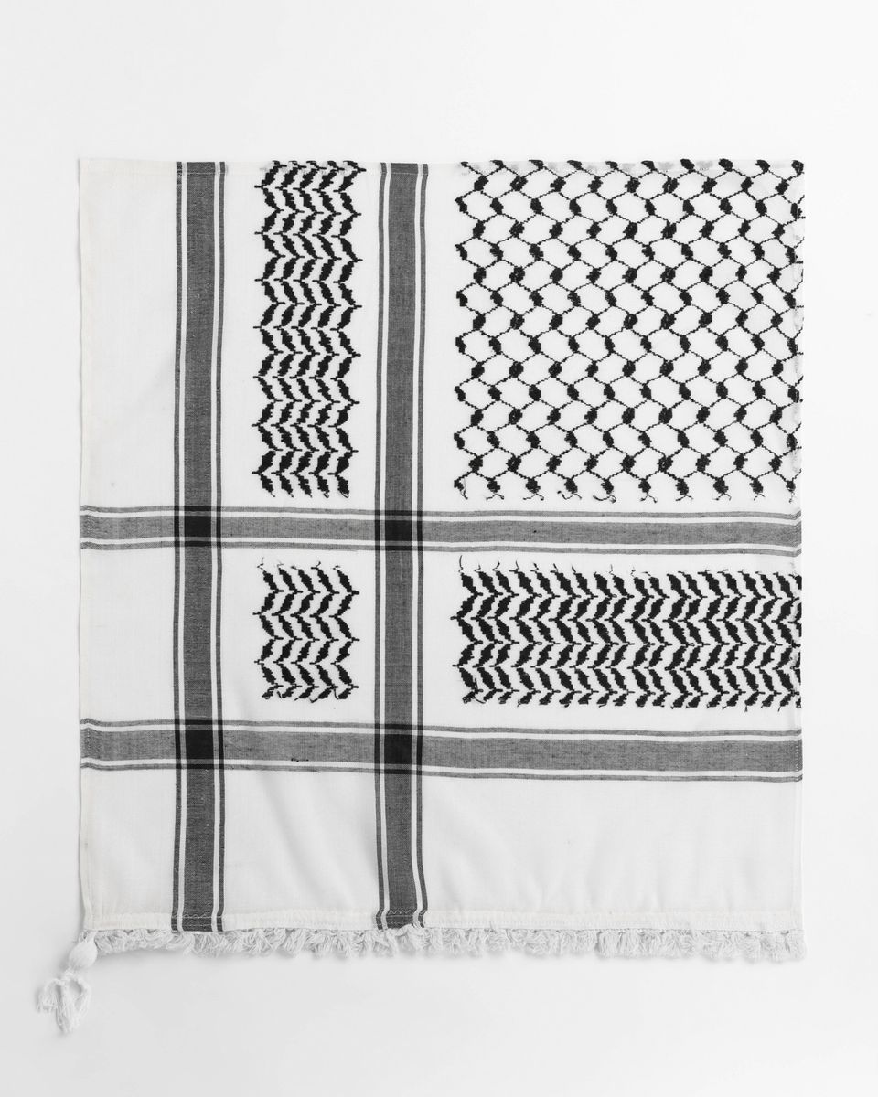 Keffiyeh-tørkle / lite skjerf - hvit og svart